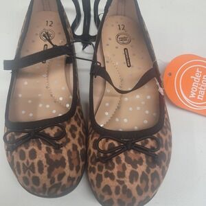 Wonder‎ Nation Girls Ballet Flats Leopard Print Mary Janes Shoes Size 12